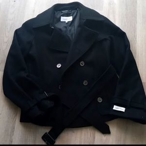 Calvin Klein black pea coat size 6